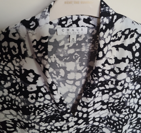 Chaus black & white tunic, drapes nicely M, EUC - Picture 2 of 2